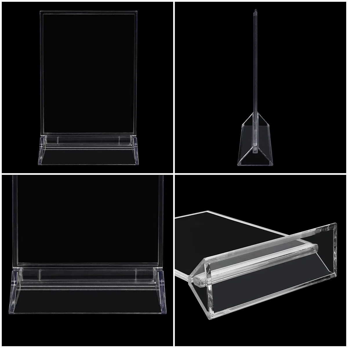 Kurtzy Porta Carteles A5 (Pack de 12) 16 x 24,5 cm - Expositor Transparente de Plástico Doble Cara en Vertical de Sobremesa - Portamenus Mesa, Marco de Fotos, Atril para Publicidad