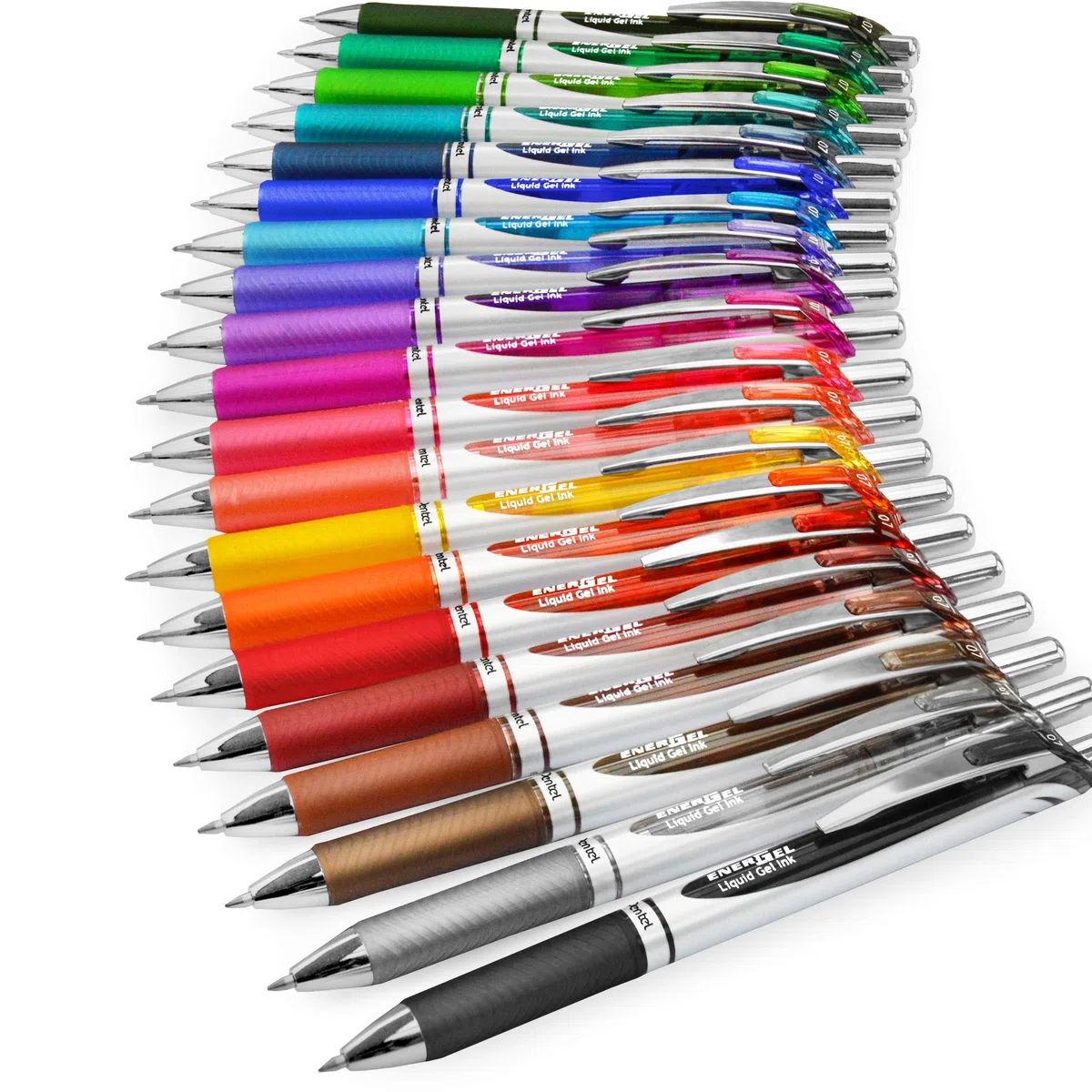 Pentel EnerGel XM BL77 - Bolígrafo retráctil de gel (0,7 mm, 54 % reciclado, 1 unidad por color, 20 unidades)