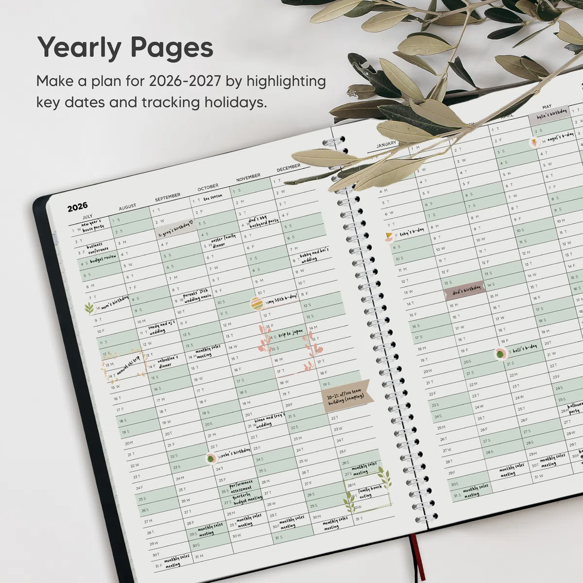 Agenda académica 2026-2027, semanal y mensual 2026-2027, libro de citas con tapa flexible, encuadernación de doble alambre, diseño simple para productividad, junio de 2026 a julio de 2027, 8.5 x 11
