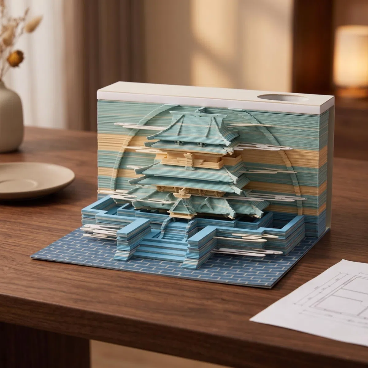 Bloc Notas 3D, 千与千寻（带灯） | , Bloc Notas con Escultura Papel, para Escritorio
