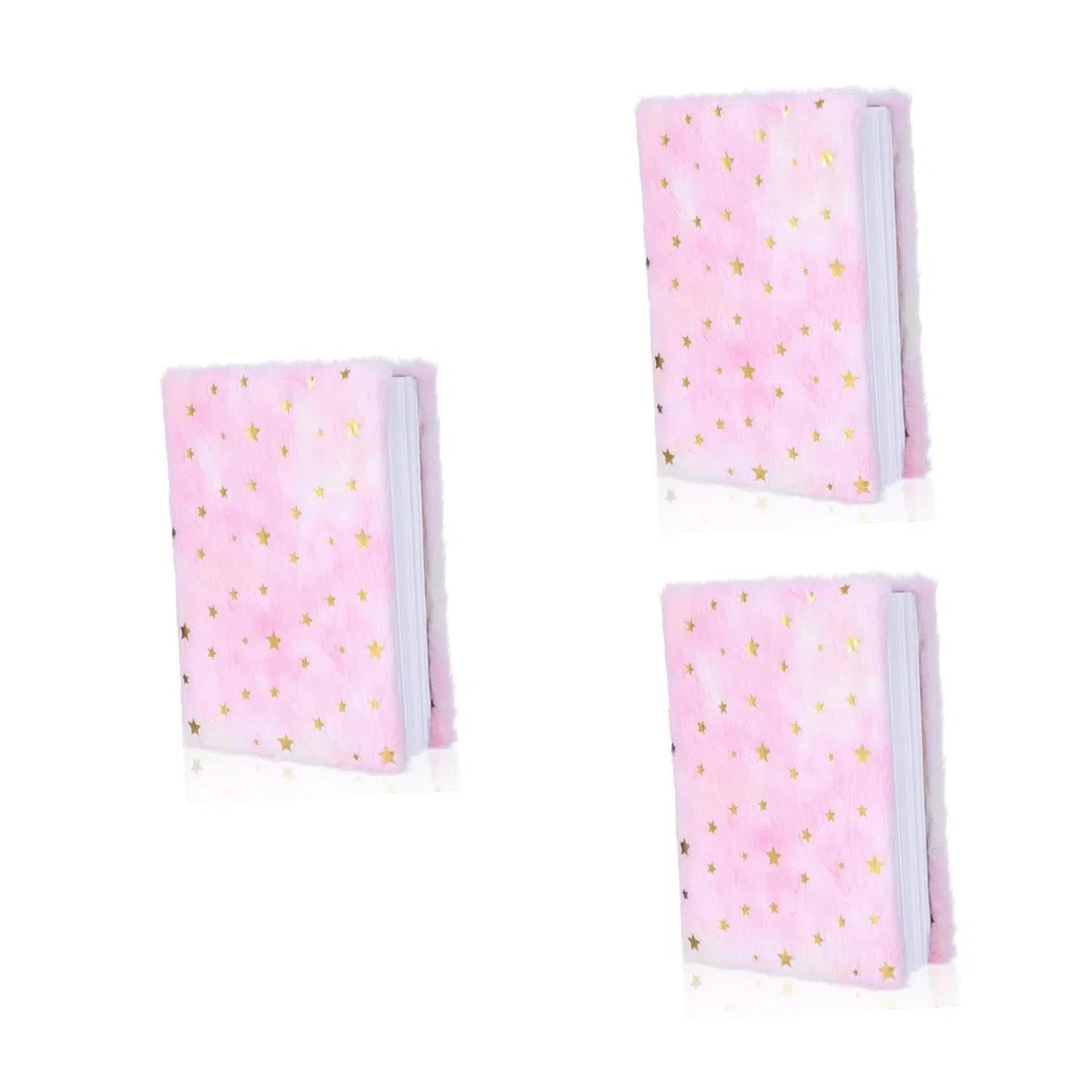 DOITOOL 3 Piezas Cuaderno con de Peluche Diseño Estrella Degradada Portátil y Adorable para Estudiantes y Diario Personal