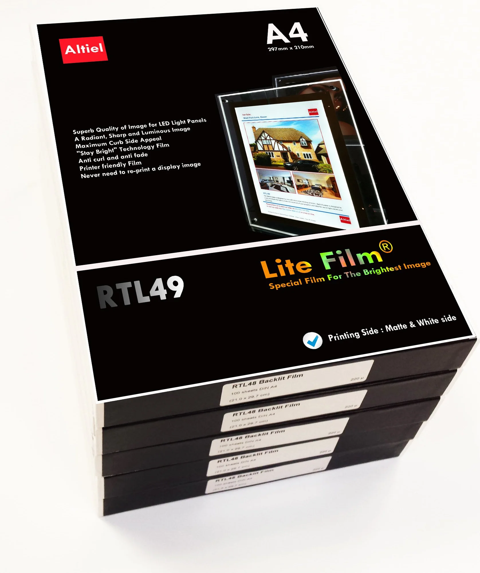 RTL49 - A4 x 100 hojas a para cualquier mjcls e impresoras Laser (copiadoras) - Papel/Lite retroiluminada para el bolsillo de luz LED/Luz LED Panel + / - £66,00 Lightbox IVA y entrega al día siguiente está disponible