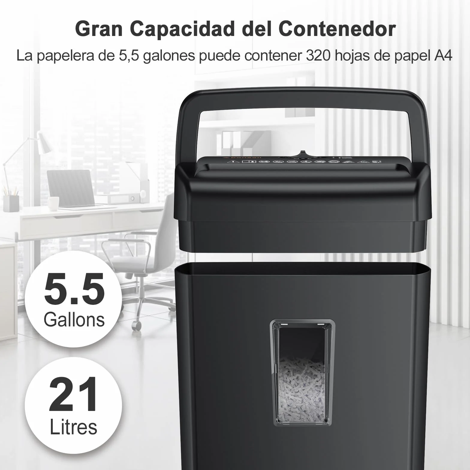 Bonsaii Destructora de Papel y Tarjetas de Crédito de Corte Cruzado, 10 Hojas, Nivel de Seguridad P-4, Trituradora de Documentos de 21L, Protección contra sobrecalentamiento y diseño del asa(C209-D)