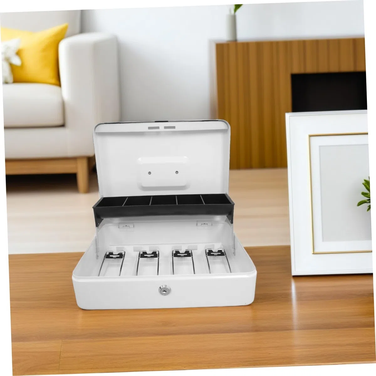 Caja De Caudales Con Llave De Metal Caja De Seguridad Para Dinero Organizador De Almacenamiento Seguro Con Cerradura Para Comercios Hostelería y Oficinas