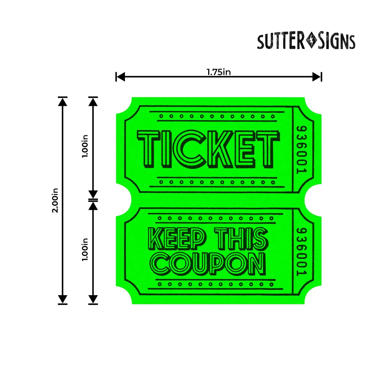 1000 boletos de rifa de doble rollo | Entradas para eventos, bebidas, 50/50, carnaval, aula (verde fluorescente)