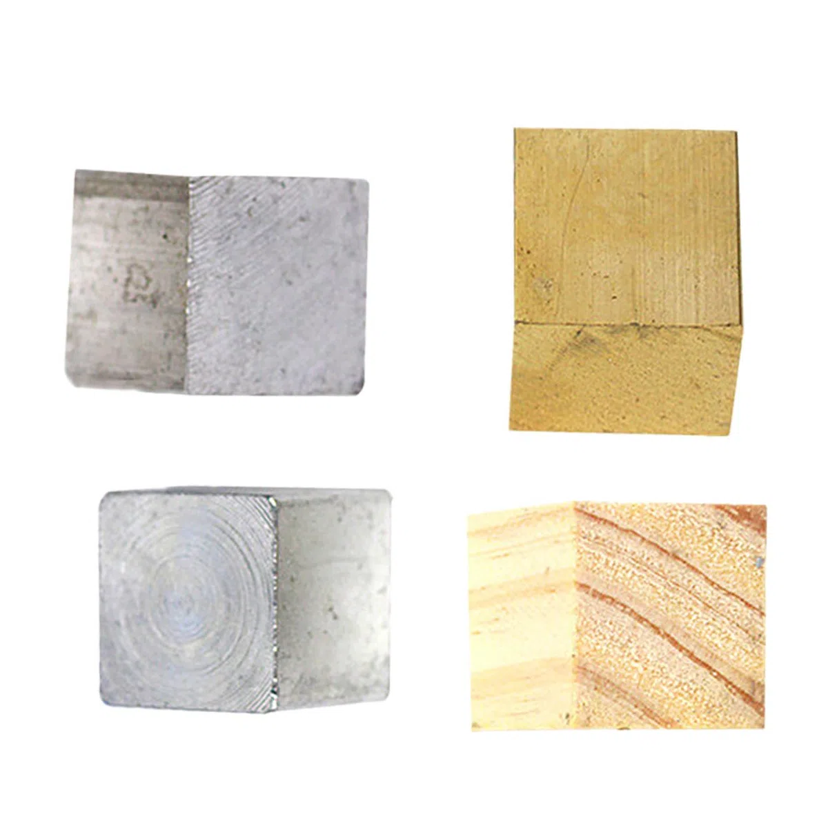 SHINEOFI Kit de 4 Piezas de Bloques de Cobre, Hierro, Aluminio y Madera para Medición de Densidad en Entorno Educativo y Experimentación Científica
