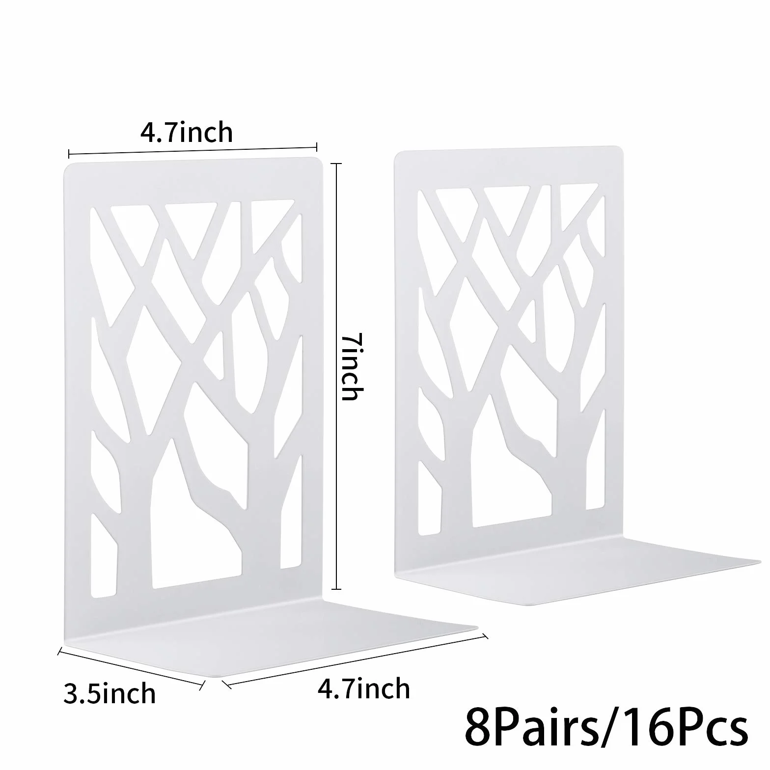 Sujetalibros, extremos de libros para sujetalibros para oficina de libro para libros pesados soporte de estante de libros para decoración del hogar soportes de metal sujetalibros blanco (8 pares)