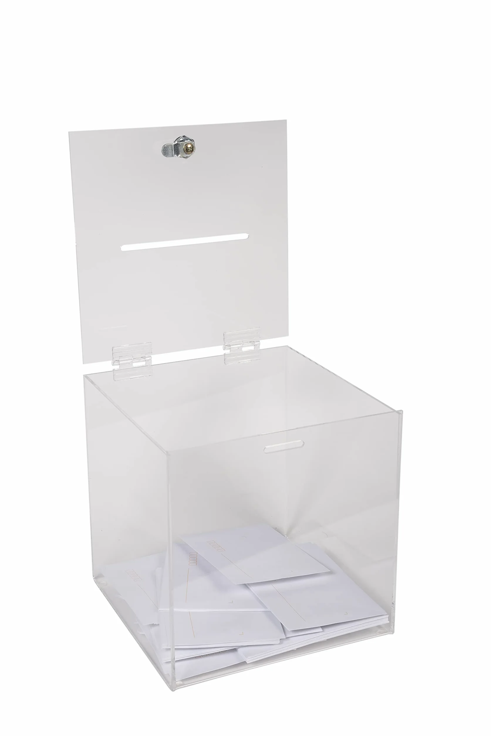 Exacompta - Ref. 89058D - 1 urna transparente con tapa 21 cm - Dimensiones 210 x 210 x 210 mm - PMMA (acrílico) scrutines, concursos, sorteos, donaciones benéficas, caja de ideas - Color Cristal