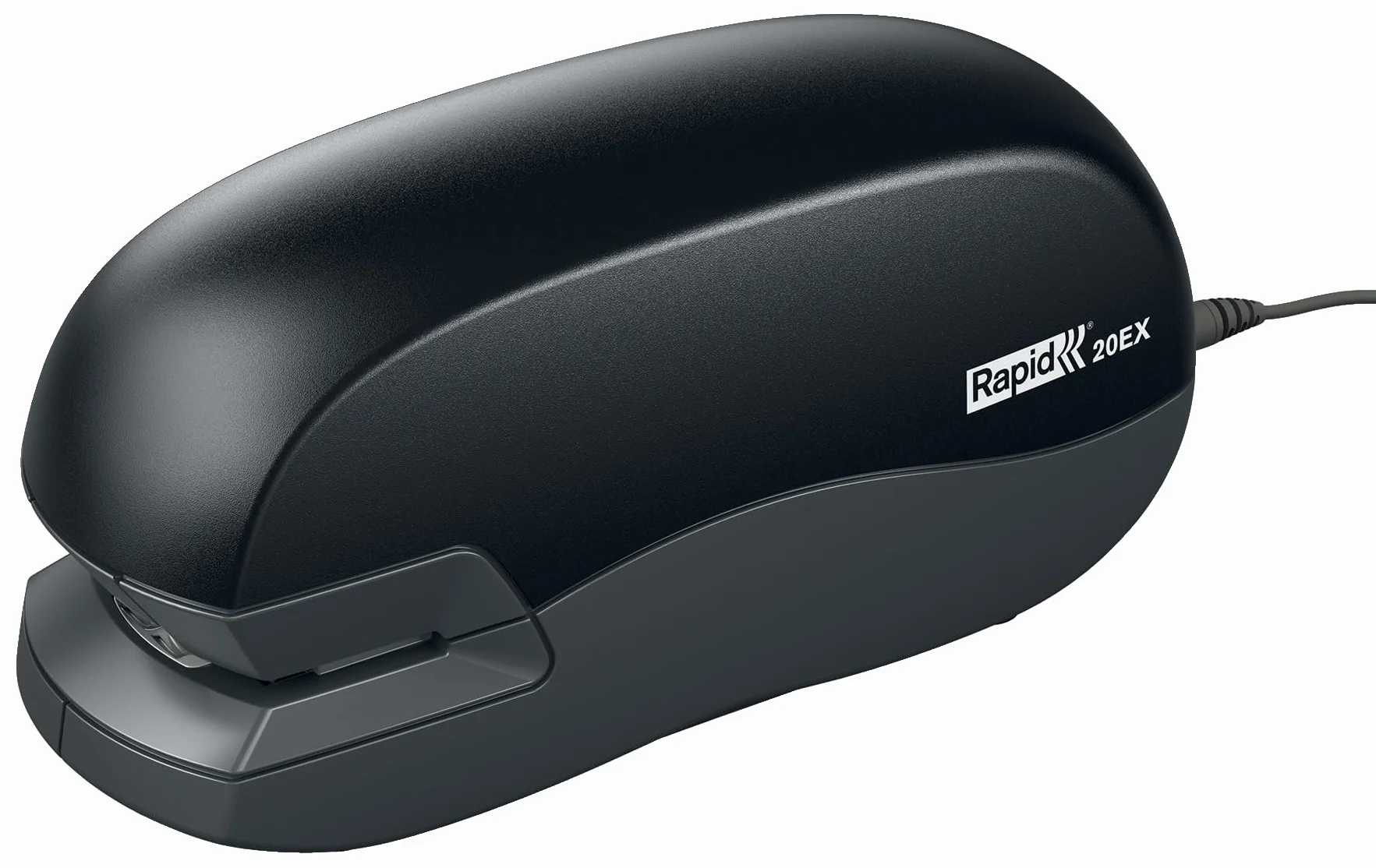 Rapid 5000297 – Grapadora Eléctrica De Sobremesa 20EX Fixativ, Capacidad 20 Hojas, Uso Con Una Mano, Alimentación Por Adaptador Incluido, Compatible Con Grapas Rapid 24/6 Y 26/6, Color Negro