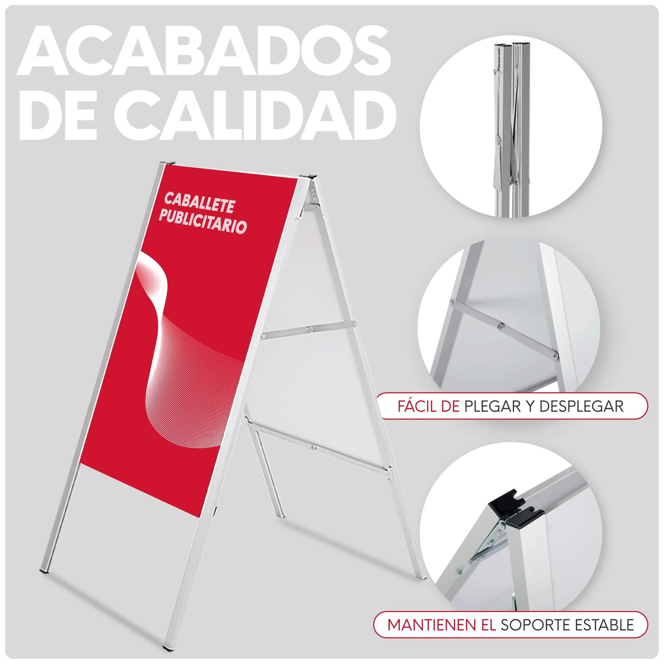 Caballete Publicitario Plegable 500x700 mm | Expositor Porta Carteles de Aluminio Doble Cara | Soporte Publicitario Ligero y Plegable para Anuncios, Ofertas y Menús