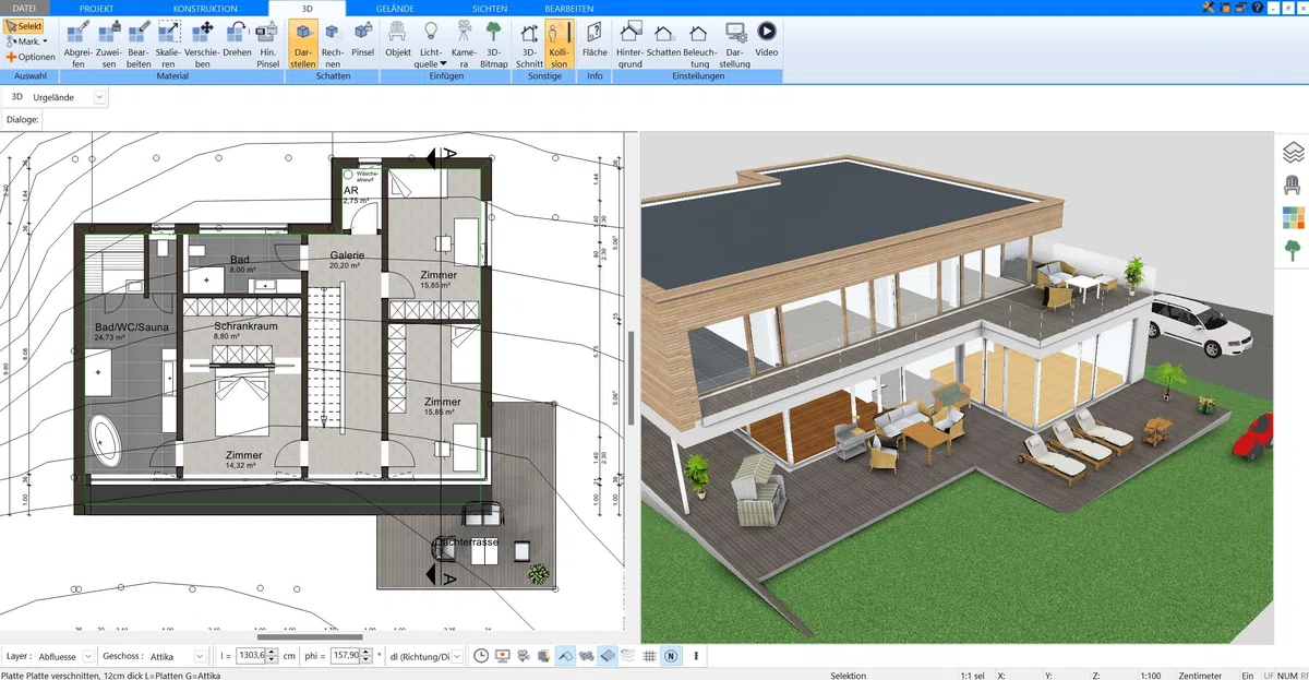 Plan7Architekt Pro 3 Porofessional Arquitectura & Casa Planner Software, Programa de Plano
