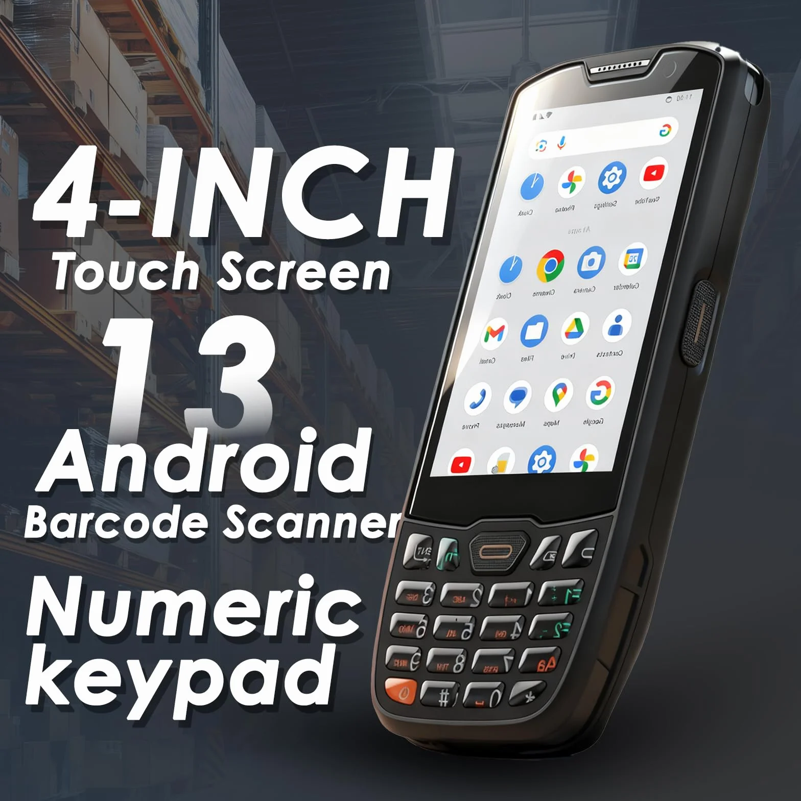 Escáner de código de Barras Android 13 de 4 + 64 GB, escáner de código de Barras Integrado 1D/2D/QR, BT, WiFi Qualcomm Portalbe escáneres para inventario, computadora móvil de Mano PDA para almacén