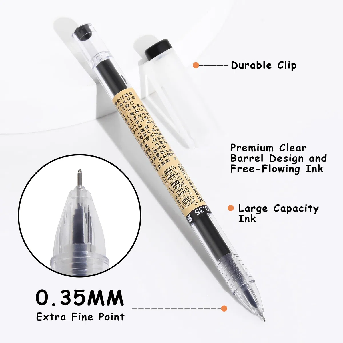 Bolígrafos de tinta de gel de estilo japonés de tinta líquida, bolígrafos de tinta de secado rápido de 0,35 mm, punta ultrafina, bolígrafo premium para oficina, escuela, suministros de