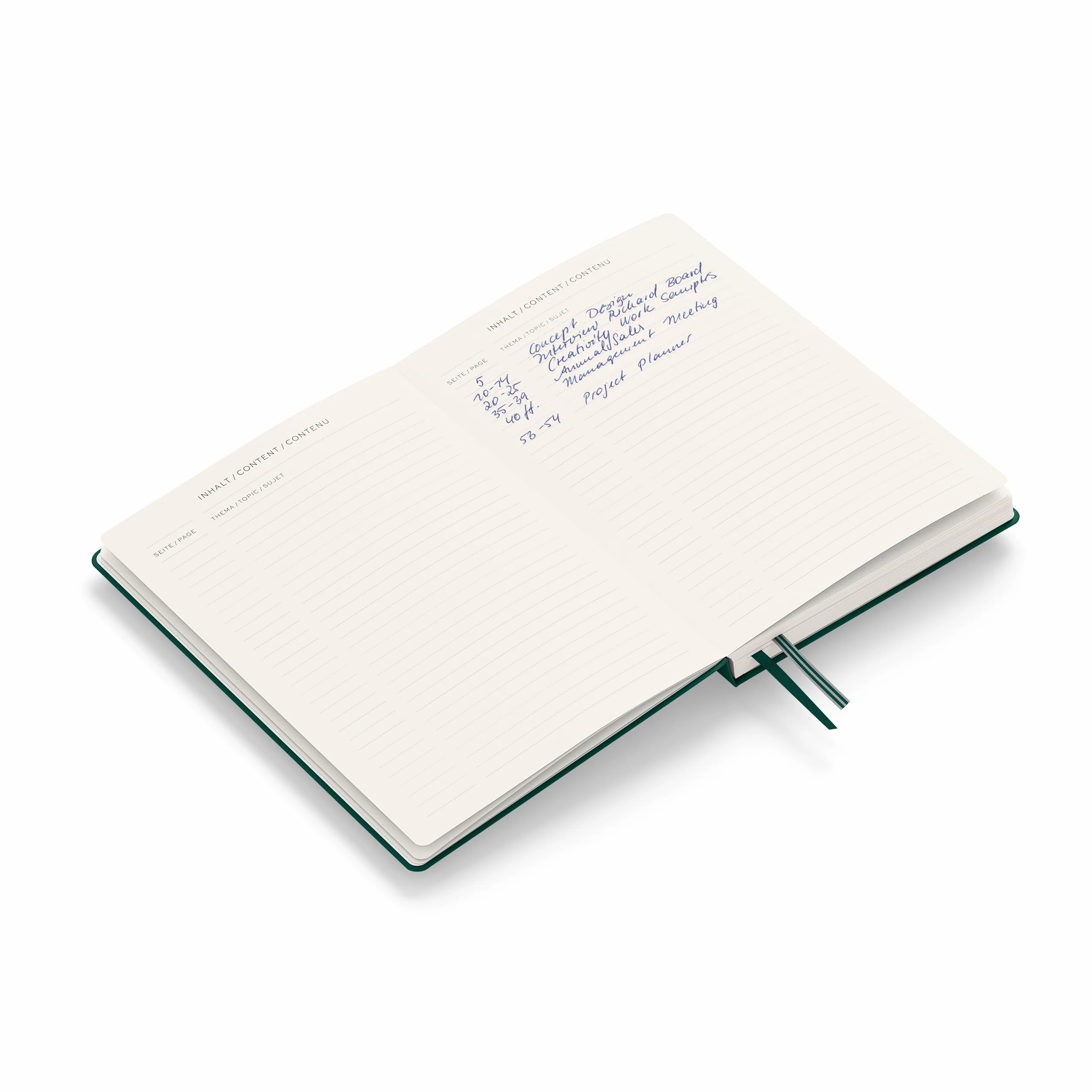 LEUCHTTURM1917 367256 Libreta Medium (A5) 145 x 210 mm, Tapa Dura, 251 páginas numeradas, Forest Green, Lineas