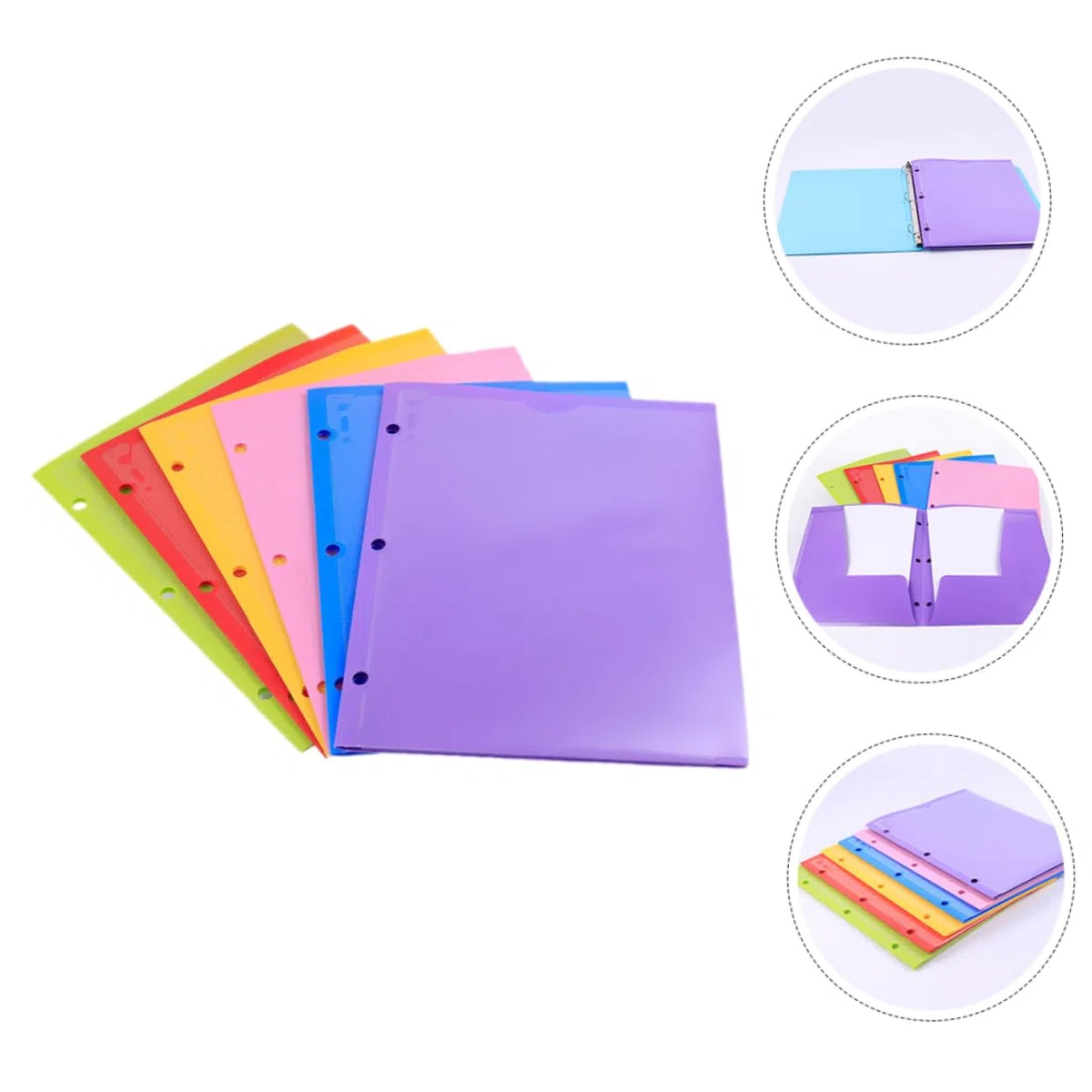 Carpeta de Plástico A4 Doble Bolsillo y 6 Piezas Pp | Diseño de Doble Ranura Fundas Transparentes, para Papeles de Oficina y Exámenes, Formato de Archivo Color Aleatorio