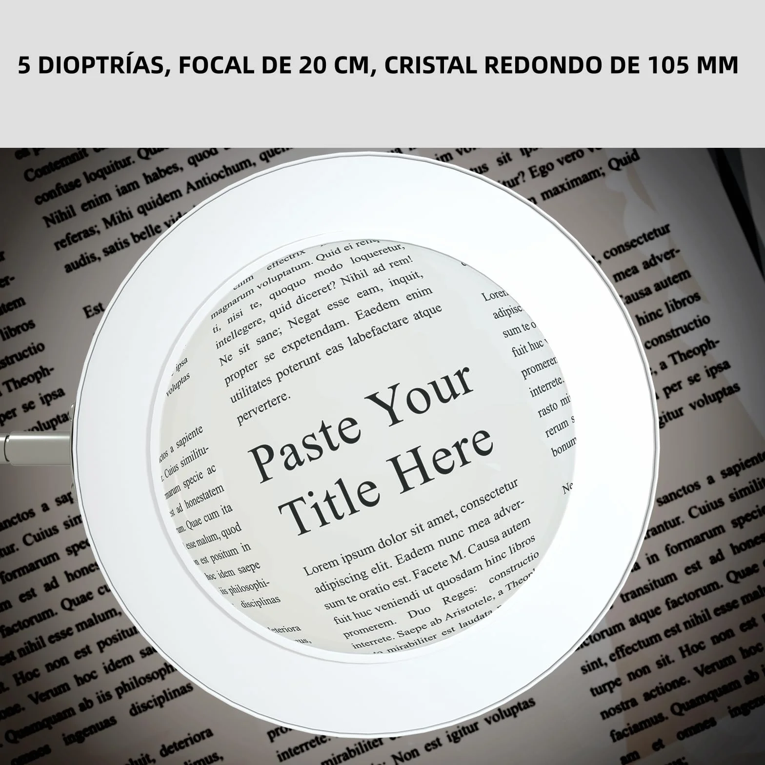 Lámpara Lupa LED con Luz de Trabajo - Lente de Vidrio de 105mm y 5 Dioptrías, Brazo Giratorio Premium, Luz Regulable de 3 Colores y Abrazadera para Mesa - Ideal para Trabajos de Precisión