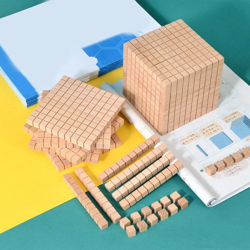 50 Piezas Bloques Base Diez Manipulativos Juego Material Madera para Niños Adecuado para Aula Escolar Enseñanza de Matemáticas Regal, Paquete C