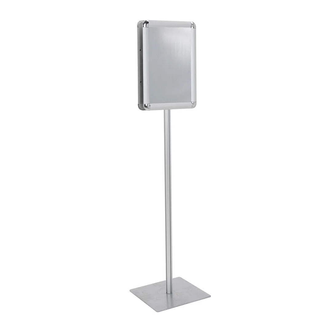 Danieli Store | Expositor Publicitario de Pie A3 con 2 Marcos a Presión Bifaciales | Soporte Autoportante para Carteles, Señalización y Publicidad | Poste Porta Comunicaciones (Plata)