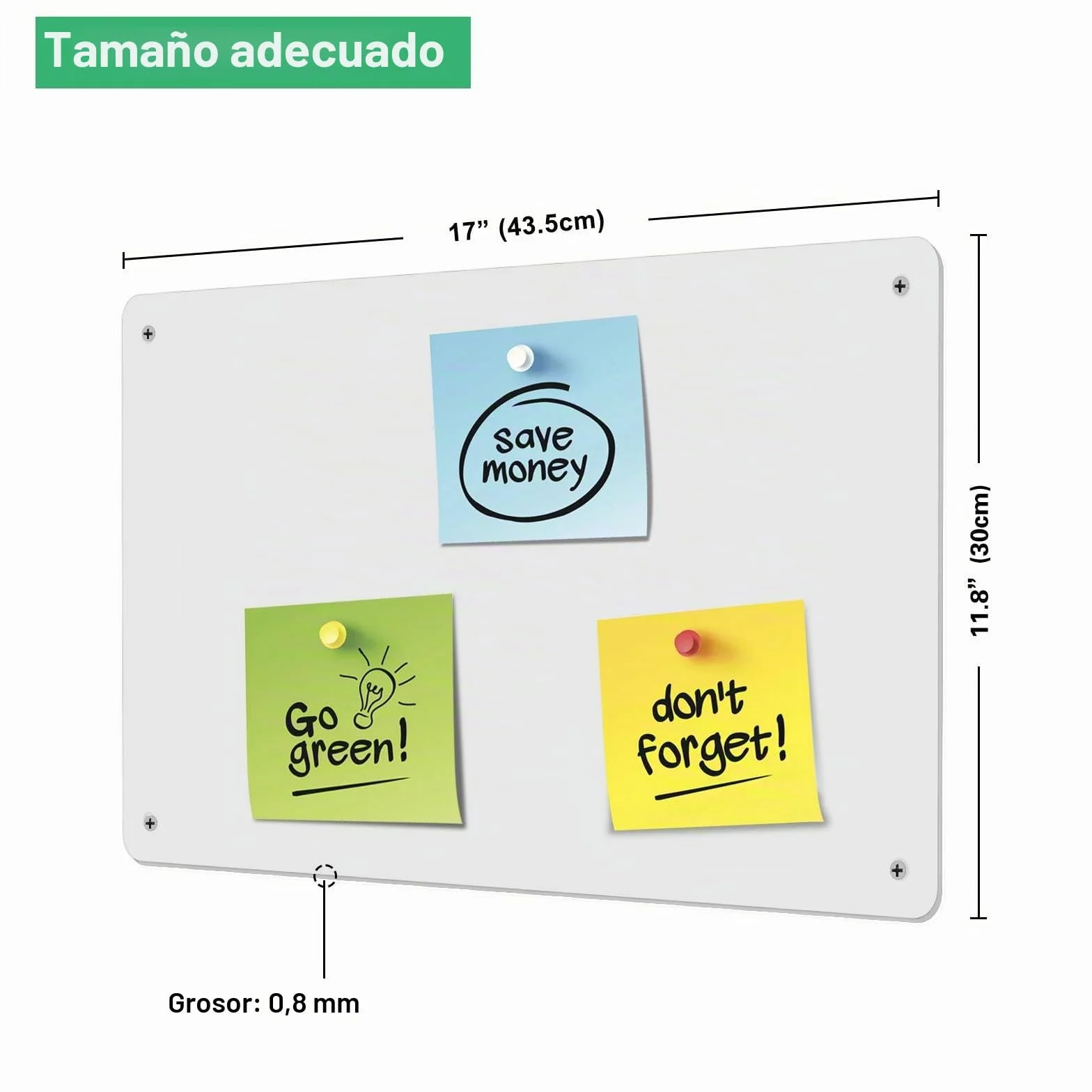 Placa Magnética para Imanes, Tablero Magnético Grande Pared, Pizarra Adhesiva (Blanco - 2 Paquetes)