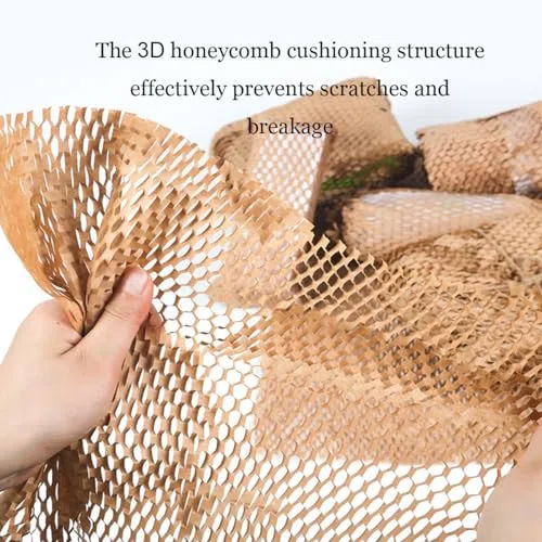 Rollo de papel de embalaje reciclable de panal de abeja de 30 m x 10 cm, envoltura protectora acolchada para enviar artículos frágiles, alternativa ecológica de burbujas
