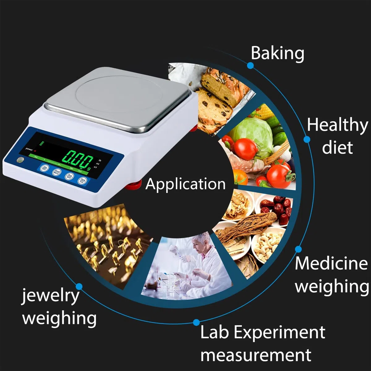 Balanza analítica de precisión de laboratorio, báscula electrónica, báscula científica, báscula de centigramos, báscula de calibración, adecuada para química, laboratorio, joyería, etc.,500g