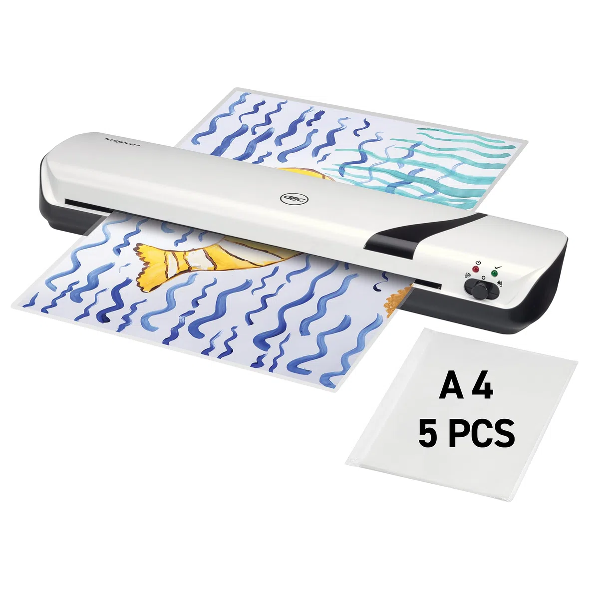 GBC 4410032 - Plastificadora Inspire+ A3, Compacta y Fácil de Usar, Calentamiento Rápido 4 Minutos, Compatible con Bolsas 75-125 Micras, Modo en Frío, Pensada para Hogar u Oficina, Color Blanco