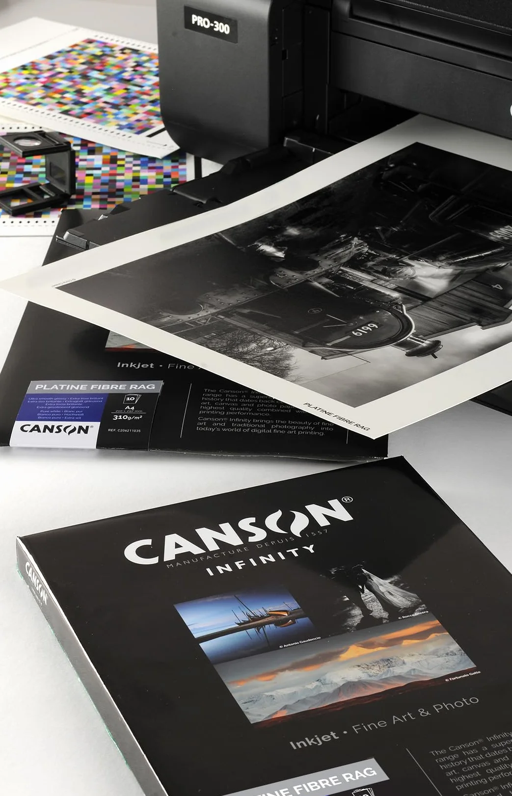 Canson Infinity Platine Fibre Rag, Papeles digitales ''Vintage'', Ultra suave y brillante, 310g, Hoja, A4-21x29,7cm, Blanco puro, 25 Hojas