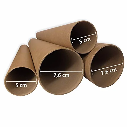 Pack 48 Tubos Cartón 76 x 1000 mm Marrón con Tapas Plástico Blanco Alta Resistencia