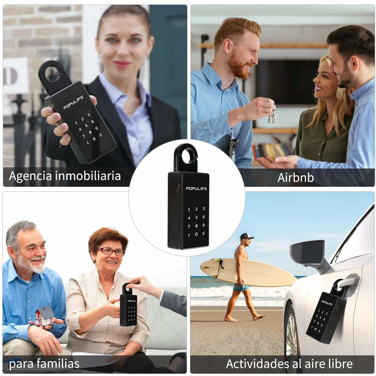 Populife Smart Caja Llaves Bluetooth con Código, Caja Seguridad Inalámbrica para Hogar