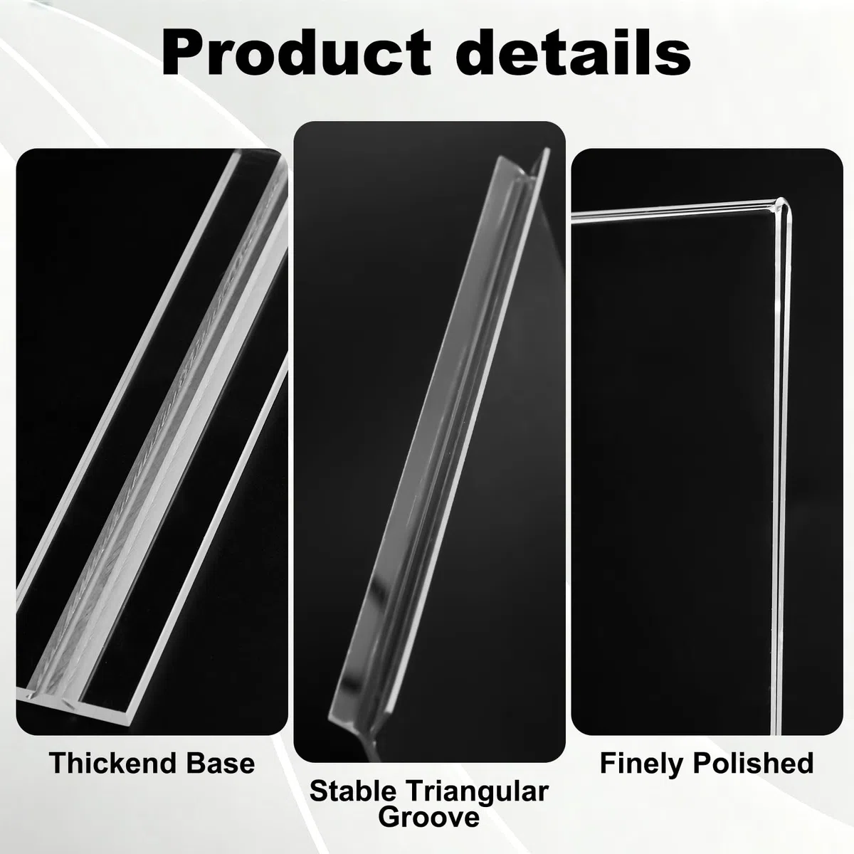 xydstay Paquete de 6 soportes acrílicos para letreros de 8.5 x 5.5 pulgadas, soporte vertical de plástico transparente en forma de T, soporte de menú, soporte de letrero de mesa irrompible para