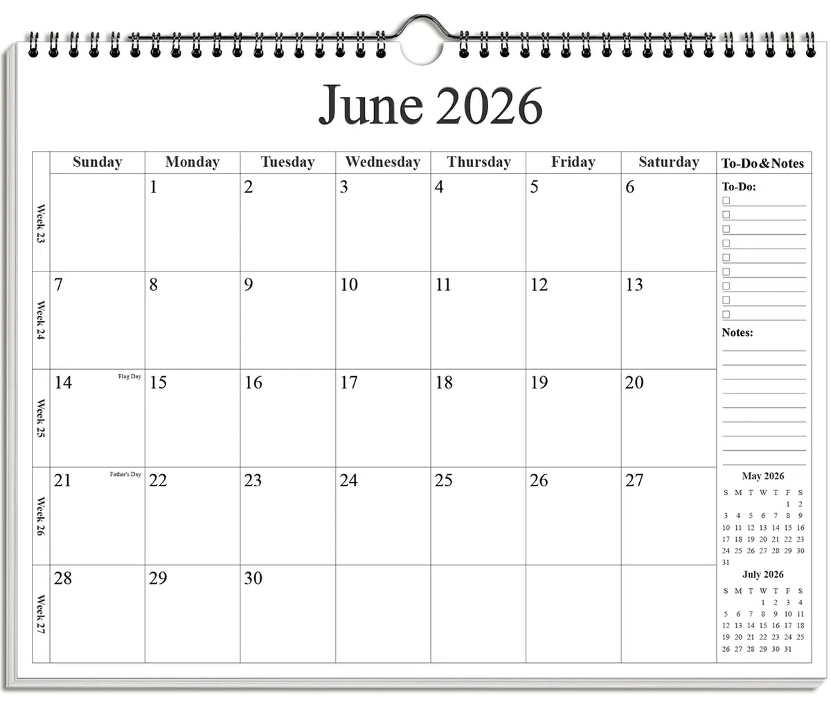 Calendario 2024-2025 – Calendario de pared 2024-2025 de enero de 2024 a junio de 2025, calendario de 18 meses con papel premium, encuadernación de doble alambre y gancho para colgar, 12 x 14.5