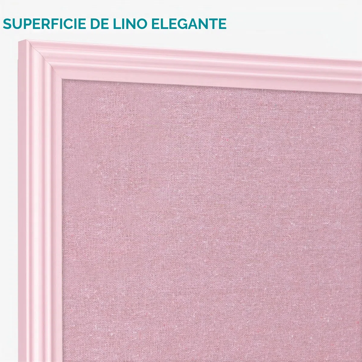 Navaris Tablero colgante rosa para fotos - Cartelera de pared de felpa para colgar joyas y notas - Con 6x chincheta y marco de MDF - 58 x 43 cm