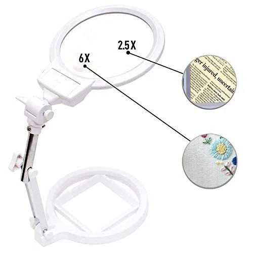 YUHINN Lupa Lupa con Soporte, luz LED, Plegable, Ajustable, ayudas de Lectura de Baja visión para Trabajos de reparación de Cerca, Costura Inspección