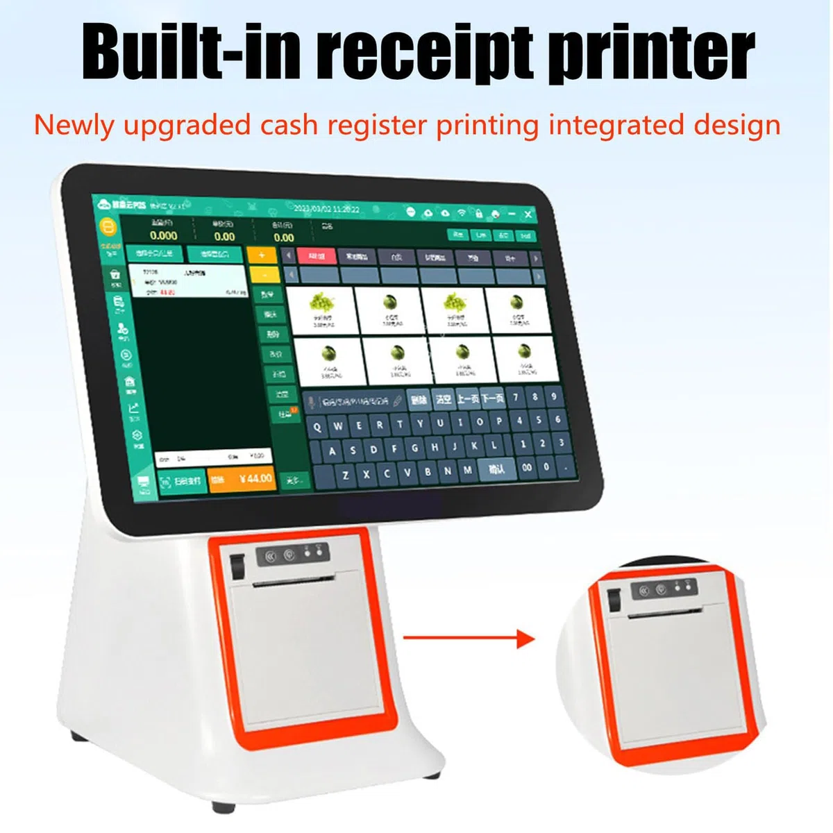 Sistema TPV Profesional, Caja Registradora con Impresora, Pantalla Táctil LED 15.6 Pulgadas, Módulo Térmico 58 Mm Integrado, Diseño Compacto, para Panaderías Y Tiendas De Bebidas