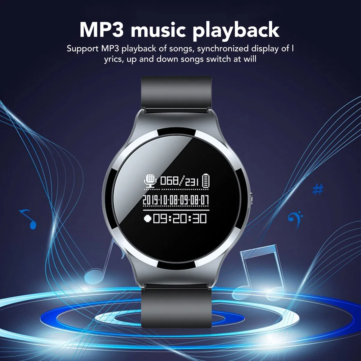 Grabadora de Voz, Reducción de Ruido HD Grabadora de Función MP3, Grabadora de Voz de Ahorro Automático, Reloj de Cifrado de Archivos Portátil (8 Go)