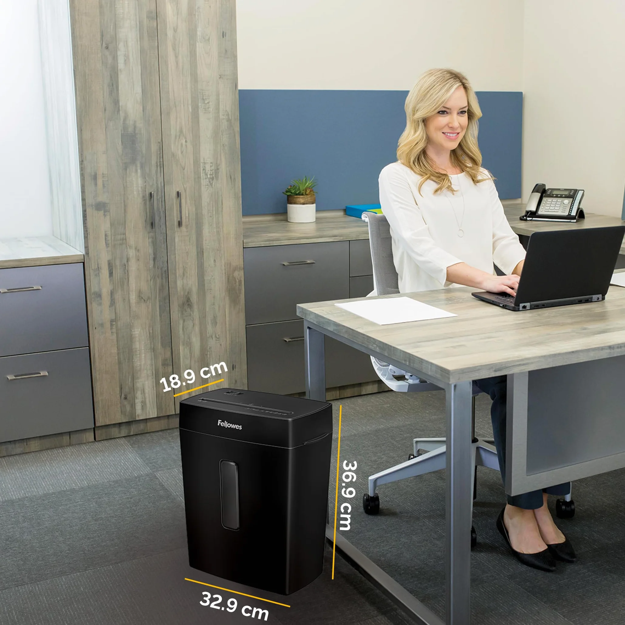 Fellowes FS-8C - Trituradora de Papel, Corte en partículas, Destruye hasta 8 Hojas, Destructora de Papel Uso Personal, Papelera de 15 litros, Nivel de Seguridad P4, Exclusiva de Amazon