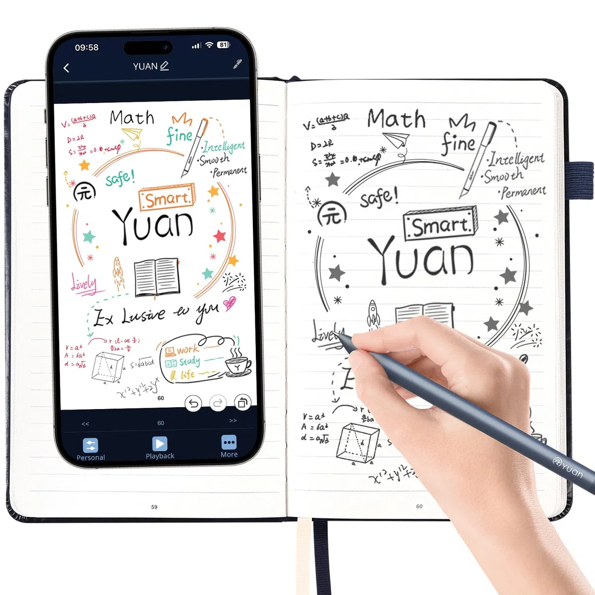 Yuan Libreta Inteligente con Bolígrafo Inteligente Incluido, admite Sync | Smart Writing Set Cuaderno Digital Smart Digital Notepad Escritura Inteligente para Notas y Bocetos, y Partage en Tiempo Real