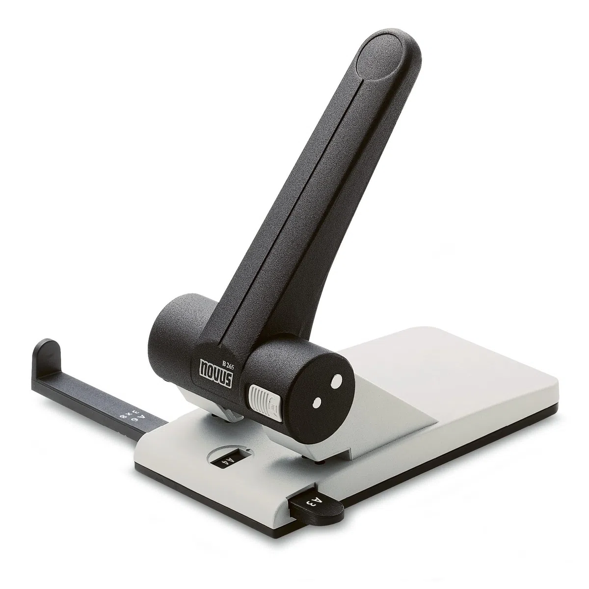 Novus B265 - Perforadora (con brazo de fijación, capadidad de perforación: 65 hojas), color negro y gris