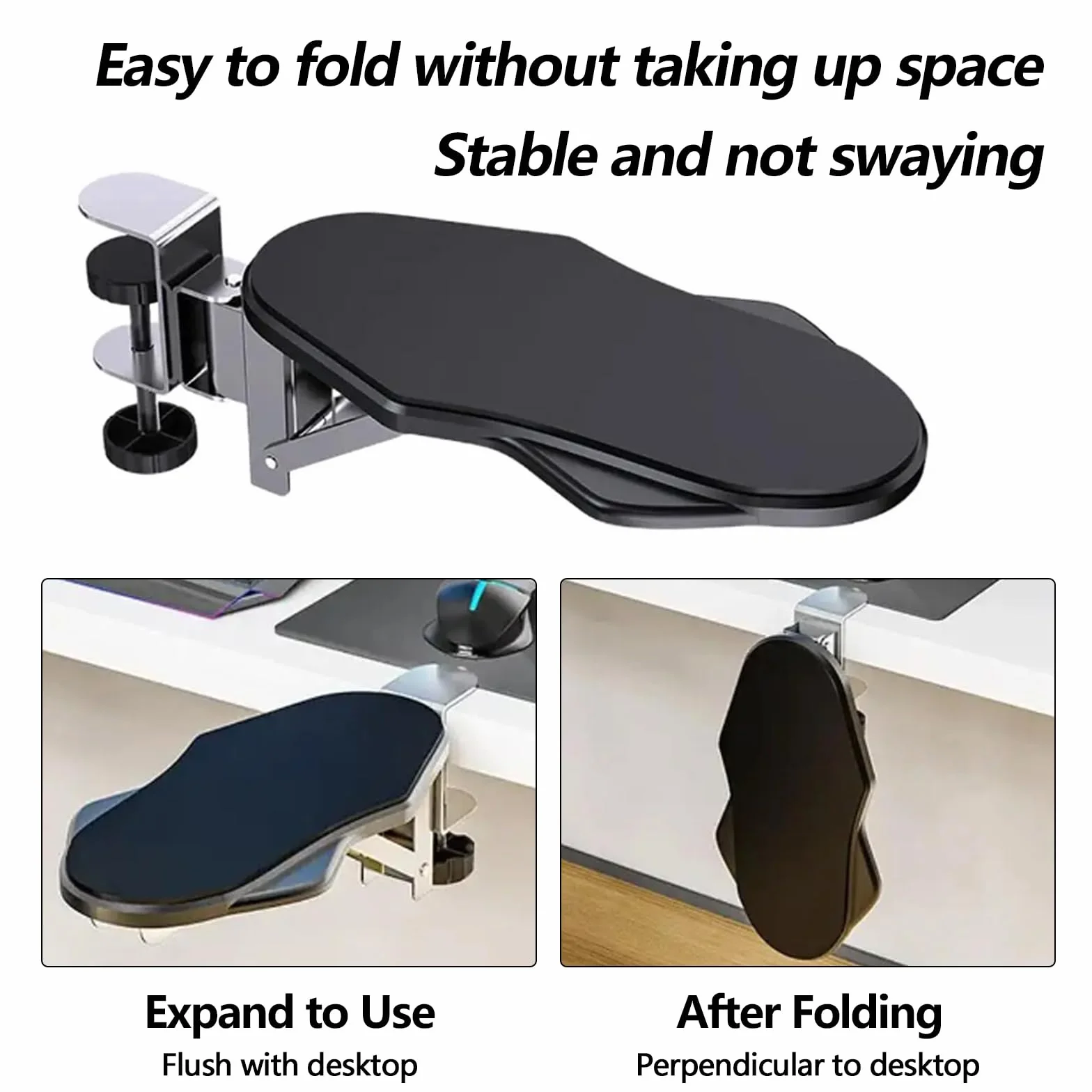2 Unidades ExtensióN De Escritorio ErgonóMica, Reposabrazos De Escritorio ReposamuñEcas Plegable Reposabrazos Para Codo SujecióN Sin Perforaciones Estante Reposabrazos Para Codo De Computadora