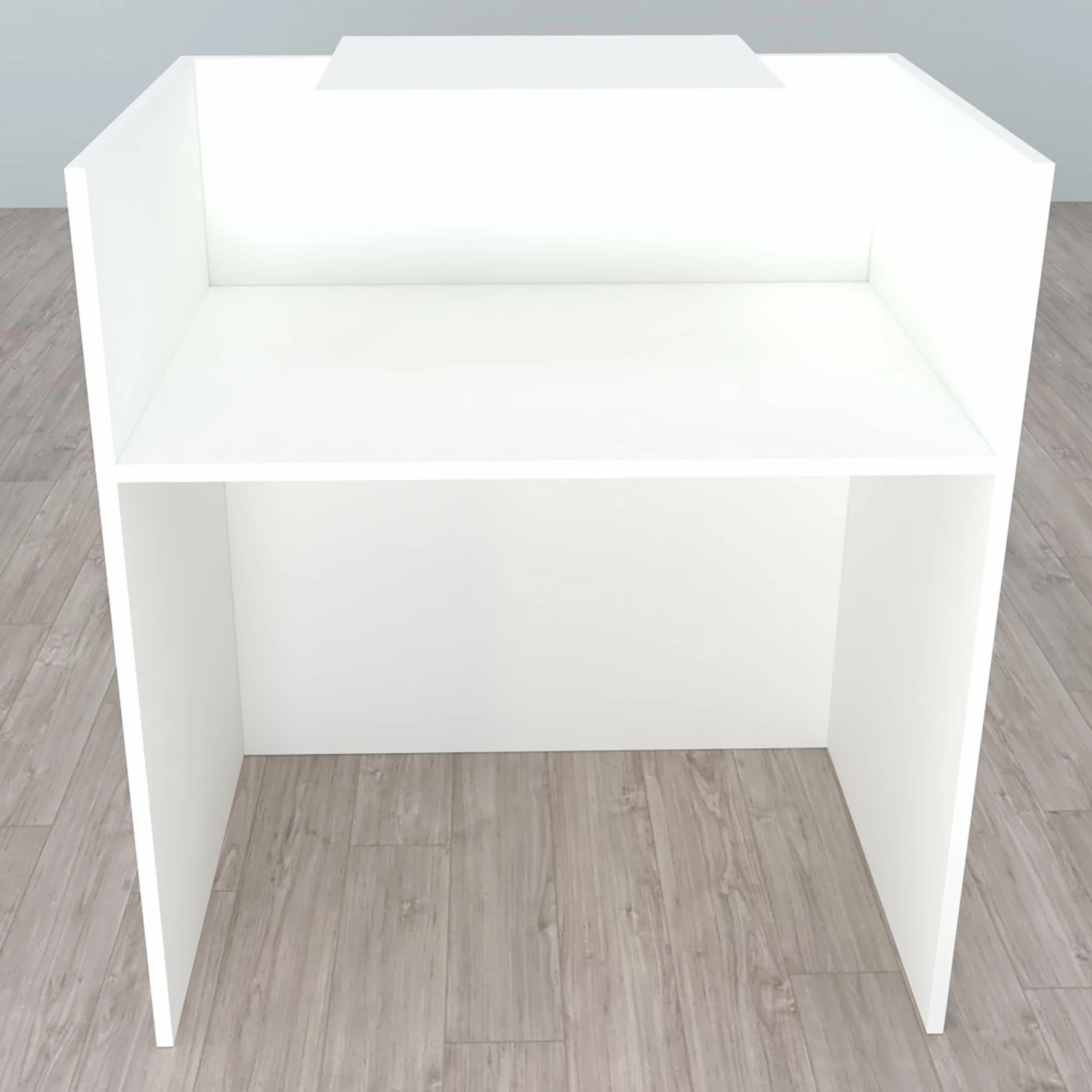 Henor Mostrador Oja. 80 x 50 x 107 cm. con Mesa Interior. Ideal para Recepción Atención Oficina Comercio Negocio Local Comercial. Blanco.