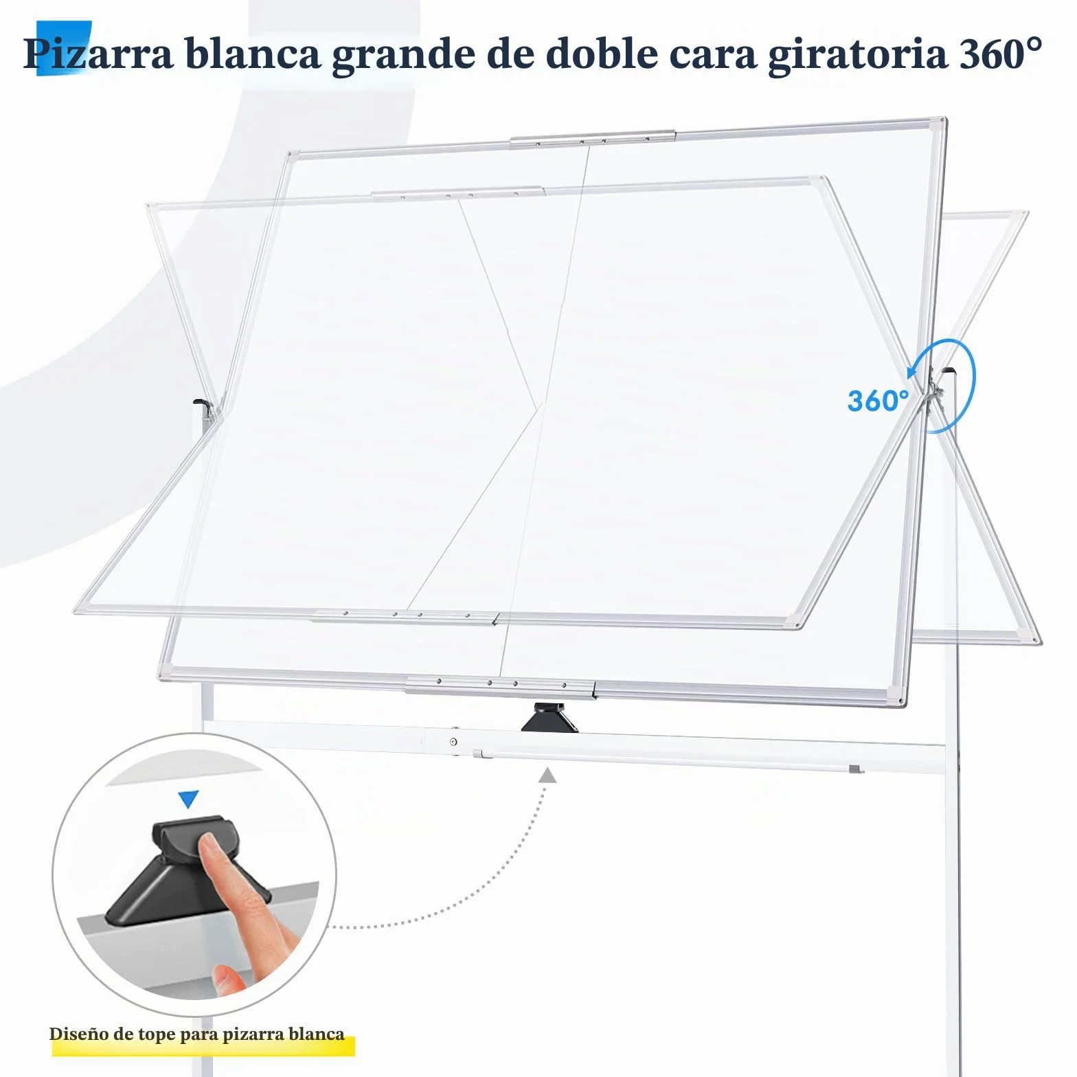 Maxtek Pizarra Blanca con Ruedas 120x90 cm Doble Cara Marco Aluminio Magnética Móvil