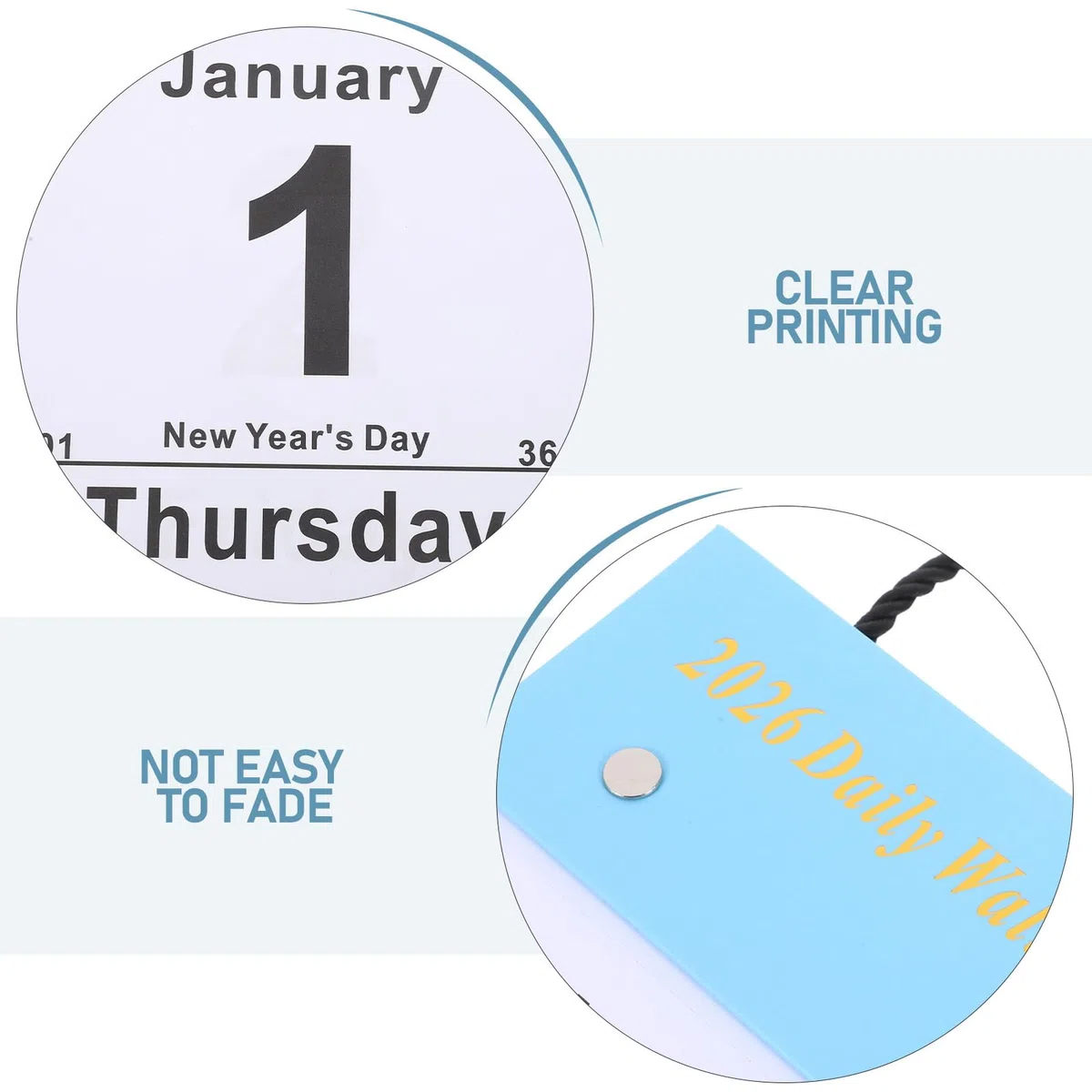 DOITOOL Calendario de Pared Diario Desprendible 2026 Diseño Moderno Azul Hojas Fáciles de Arrancar Letra Grande Calendario para Estudio Oficina y Organización Diaria