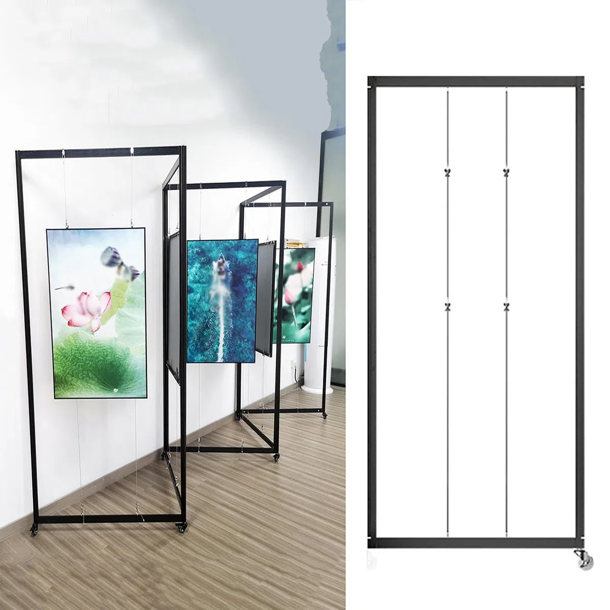 Colgar Cuadros Estantería, Panel Rodante Para Exposiciones De Arte, Cartel Publicitario, Sistema De Colgar Cuadros, Para Galerías De Arte Y Ferias(1pcs,100x220cm/39.4x86.6in)