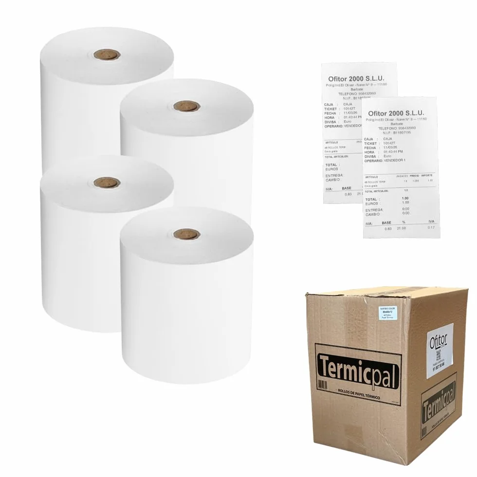 80x80 * 48 Rollos Papel Térmico TERMICPAL