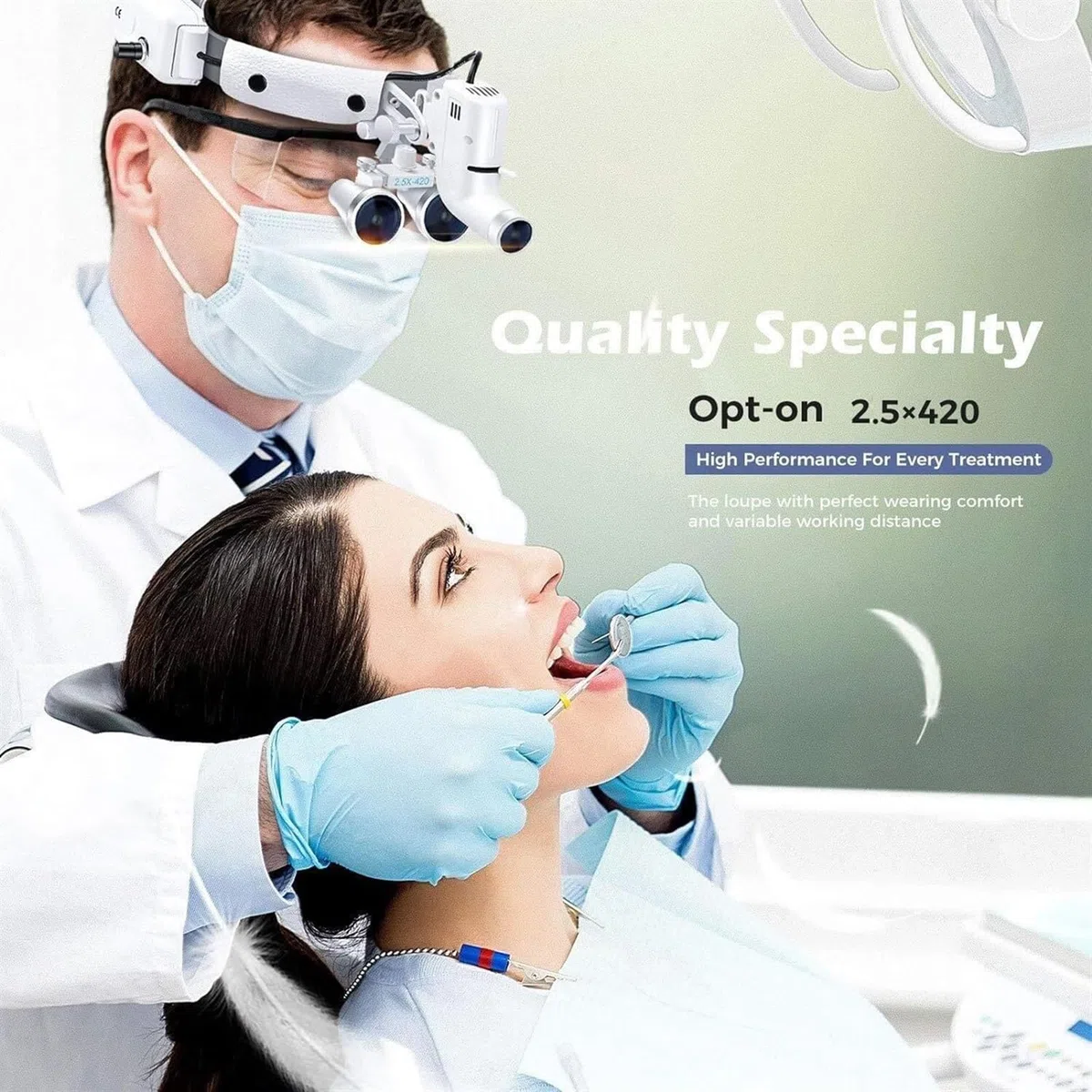 Lupa Dental, Lupa Binocular De 2.5 Aumentos Con Linterna Frontal Y Diadema, 30000 Lux De Alto Brillo, Ligera, Equipo De Laboratorio Binocular Con Aumento Para Otorrinolaringología Y Estomatología.