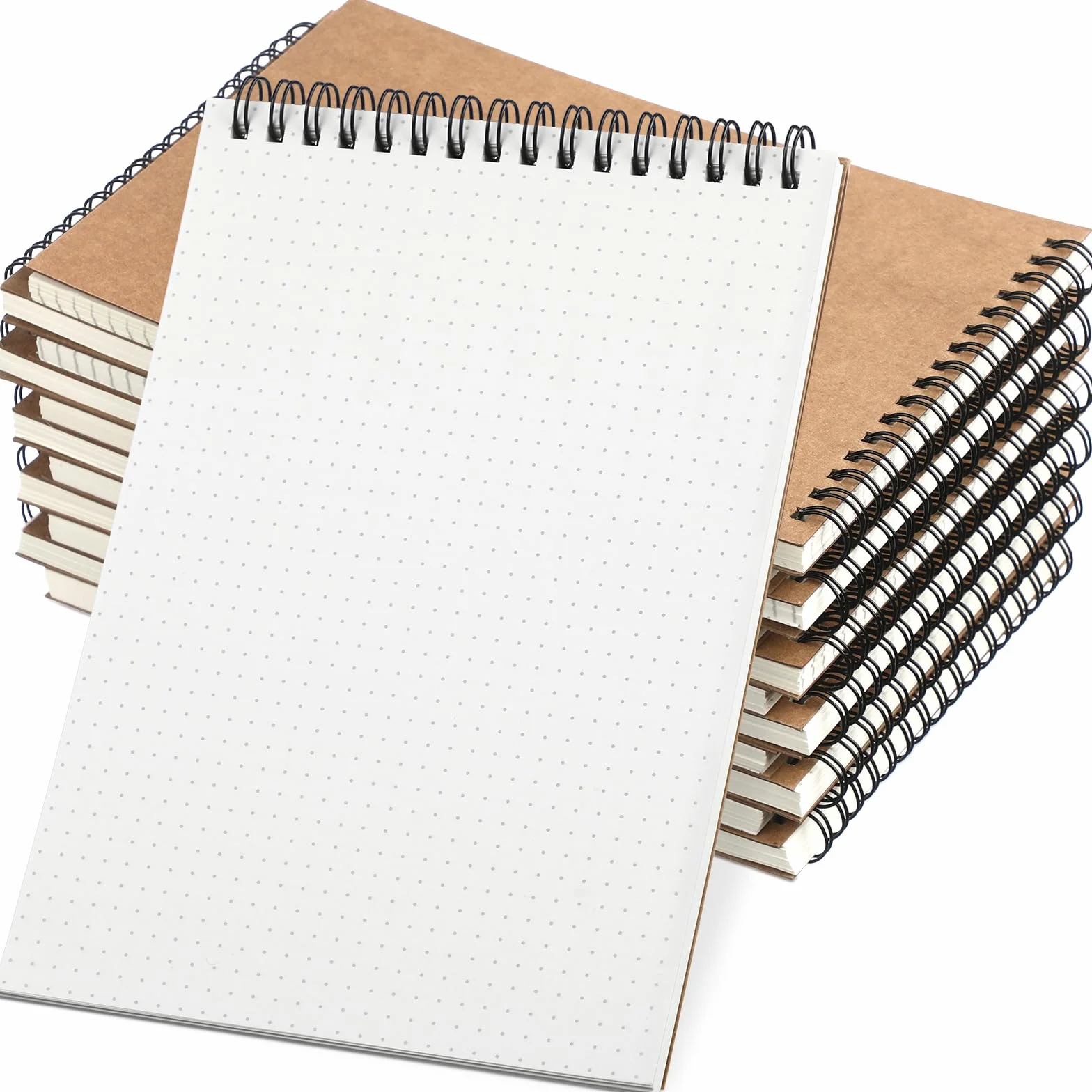 Engrowtic 12 cuadernos de cuadrícula de puntos de 8.3 x 5.8 pulgadas, cuaderno en espiral superior, tamaño A5, papel punteado, tapa dura, 140 páginas, bloc de notas en espiral para bocetos, dibujos,
