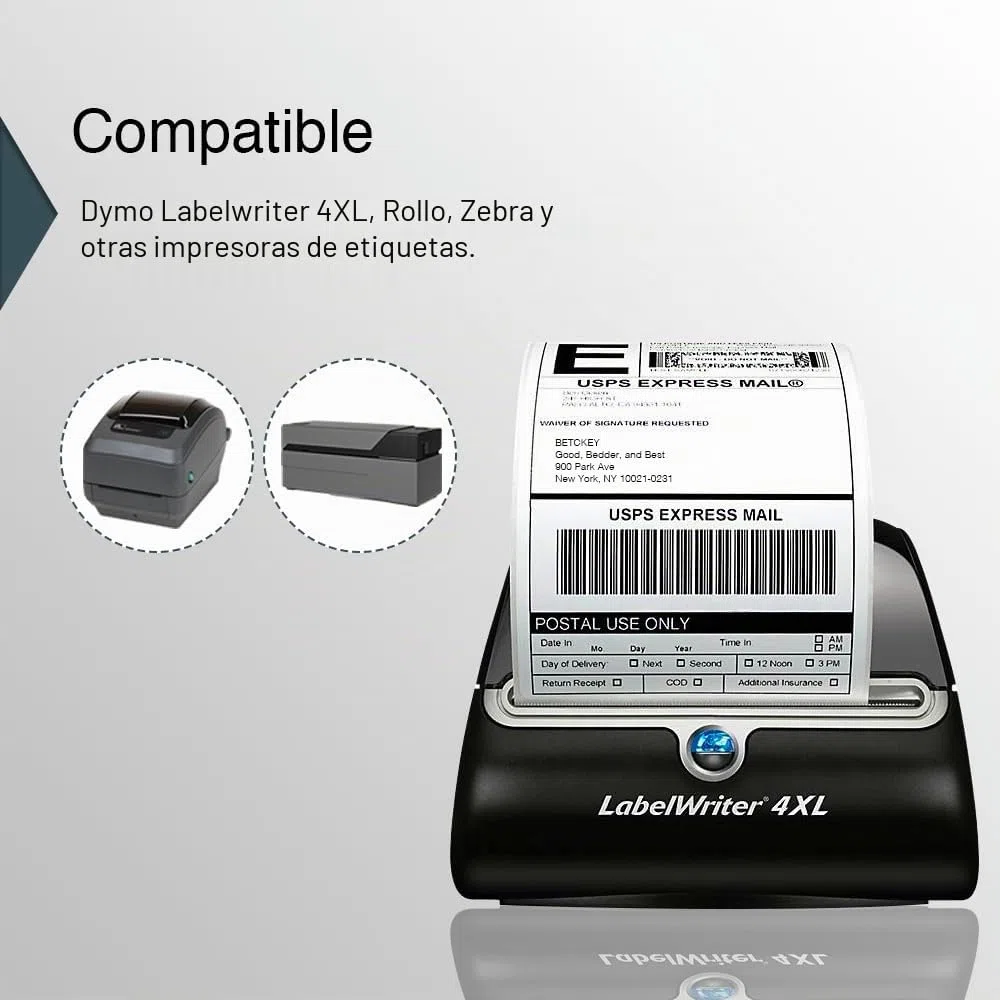 BETCKEY - 10 Rollos S0947420 Etiquetas Adhesivas, 102mm x 59mm, 5750 Etiquetas Grandes de Envío para LabelWriter 4XL, No se aplica 550 o 5XL