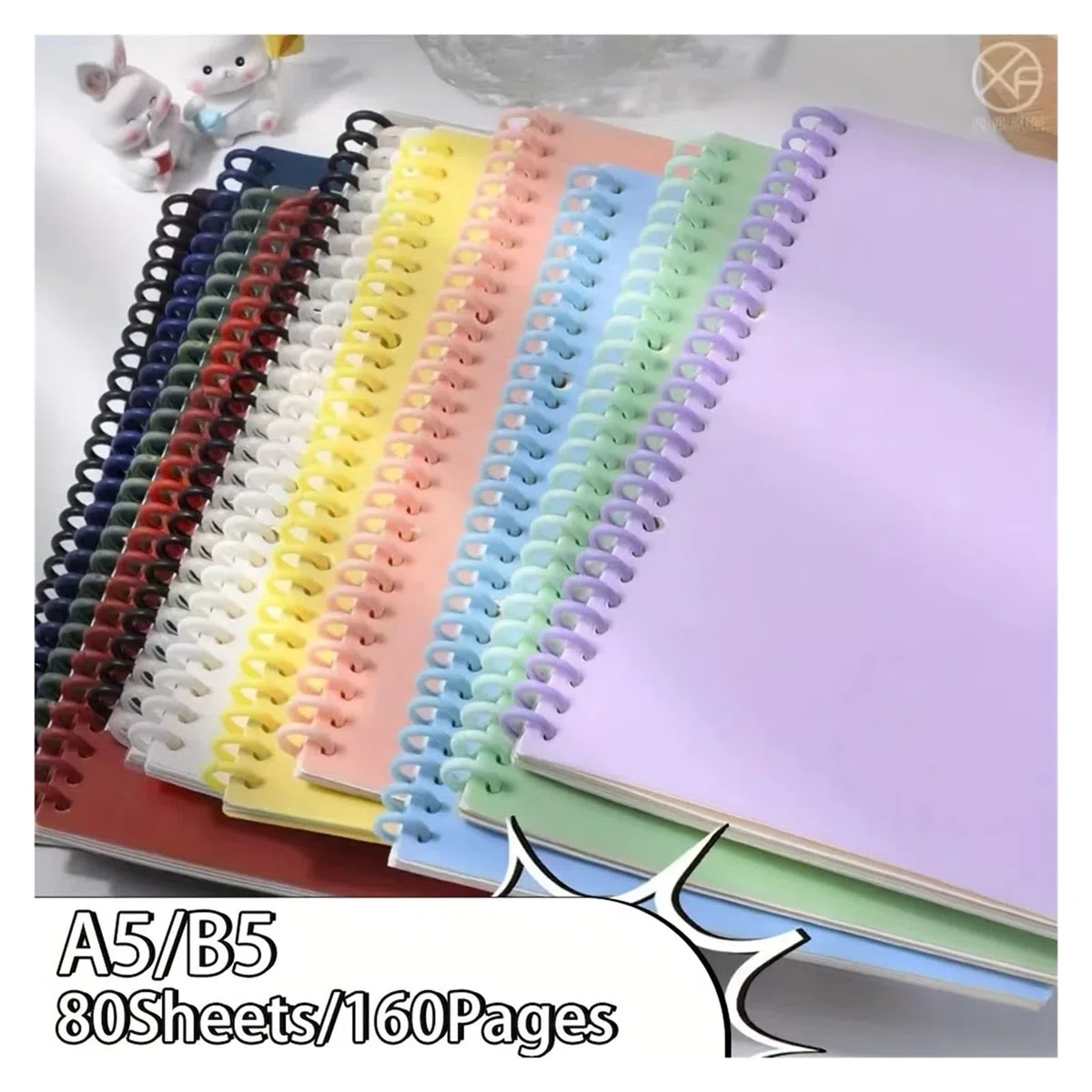 Cuaderno Espiral Libreta A5B5 con espiral personalizable de color sólido, libreta gruesa, retro hojas sueltas, cubierta impermeable(Deep Blue,B5)