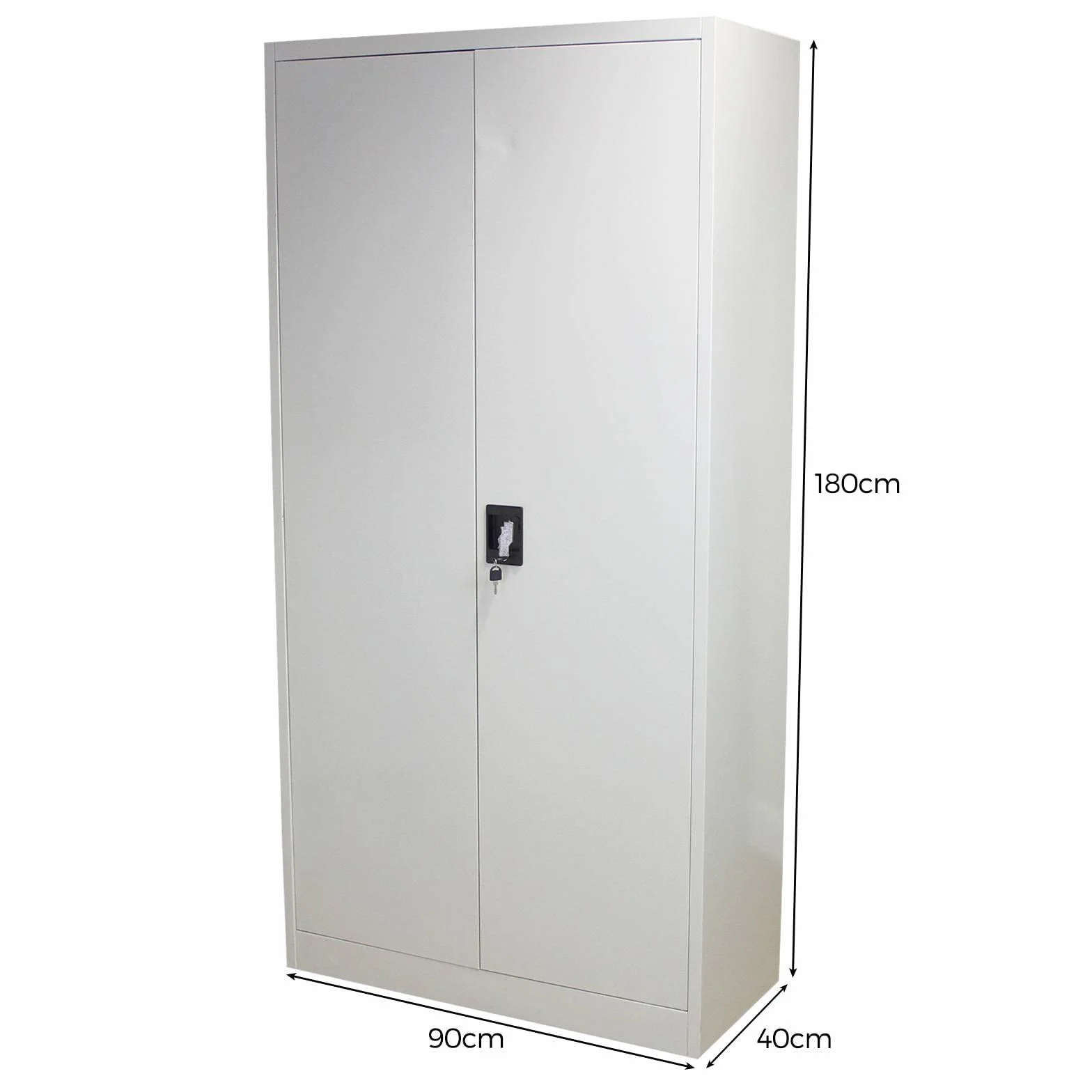 Armario de oficina metal 2 puertas archivador con cerradura 180 cm 3 compartimentos