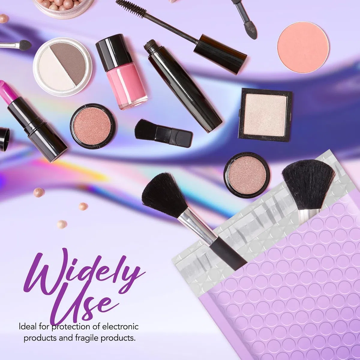 Fuxury Paquete de 100 sobres opacos de burbujas de 4 x 8 pulgadas, sobres acolchados de burbujas de color morado degradado, patrón de fuerte adherencia para envío de joyas, maquillaje #000